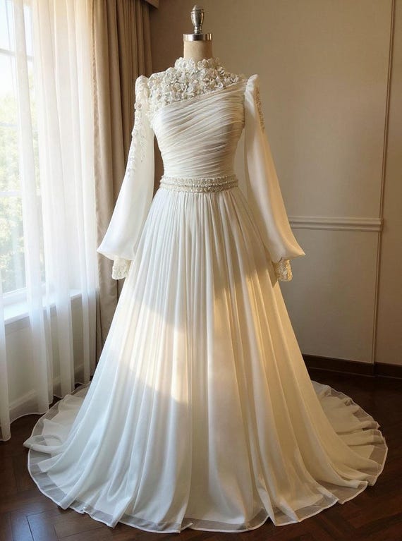 White Wedding Dress Modest Muslim Evening Gown - Etsy White Wedding Dress Modest Muslim Evening Gown - Etsy