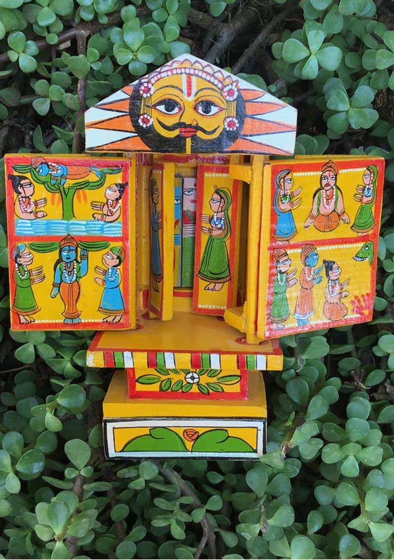 Kavad story Indian Folk art on mango wood Sculpture Art Objects