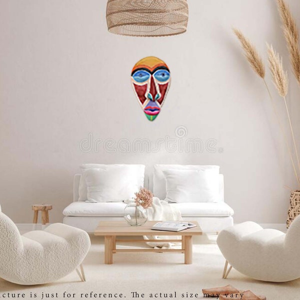 Masque d'argile Tribal africain lumineux coloré personnalisé Tenture murale pour la maison et la vie Accessoires d'intérieur