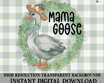 Mama Goose Farmhouse PNG Design | Watercolor Goose Sublimation (Digital Download)