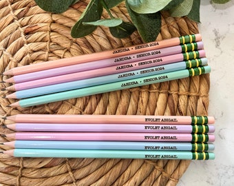 Pastel Engraved Personalized #2 Pencils | Custom Name Pencil Set | Back to School Gifts |Teacher Gifts|