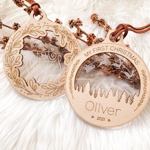 Baby First Christmas Ornament, My first Christmas, 2023 ornament, Wood, Acrylic Ornament, Boho Baby