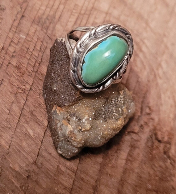 Turquoise and silver ring - image 1