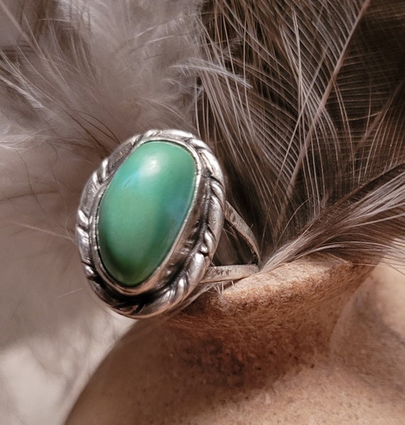 Turquoise and silver ring - image 7