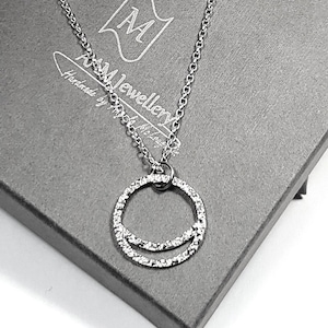 Silver Circle Necklace, Minimalist Sterling Silver Pendant, Everyday Necklace, Handmade Jewellery UK, Solid Silver Hoop Necklace