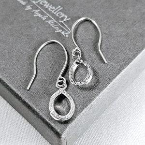 Silver Teardrop Earrings, Sterling Silver Dangle Earrings, Minimalist Jewellery, Handmade UK, Sustainable Jewellery, Textured Drop Earrings