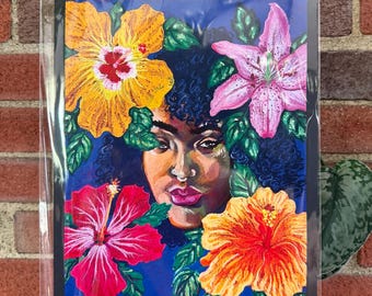 Me and My Flowers - Art Print - Genesis Rodriguez
