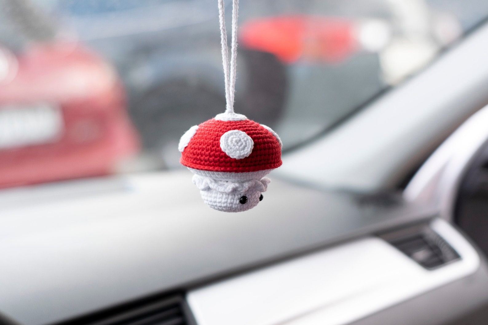 Red mushroom car accessories rear view mirror charm car Etsy