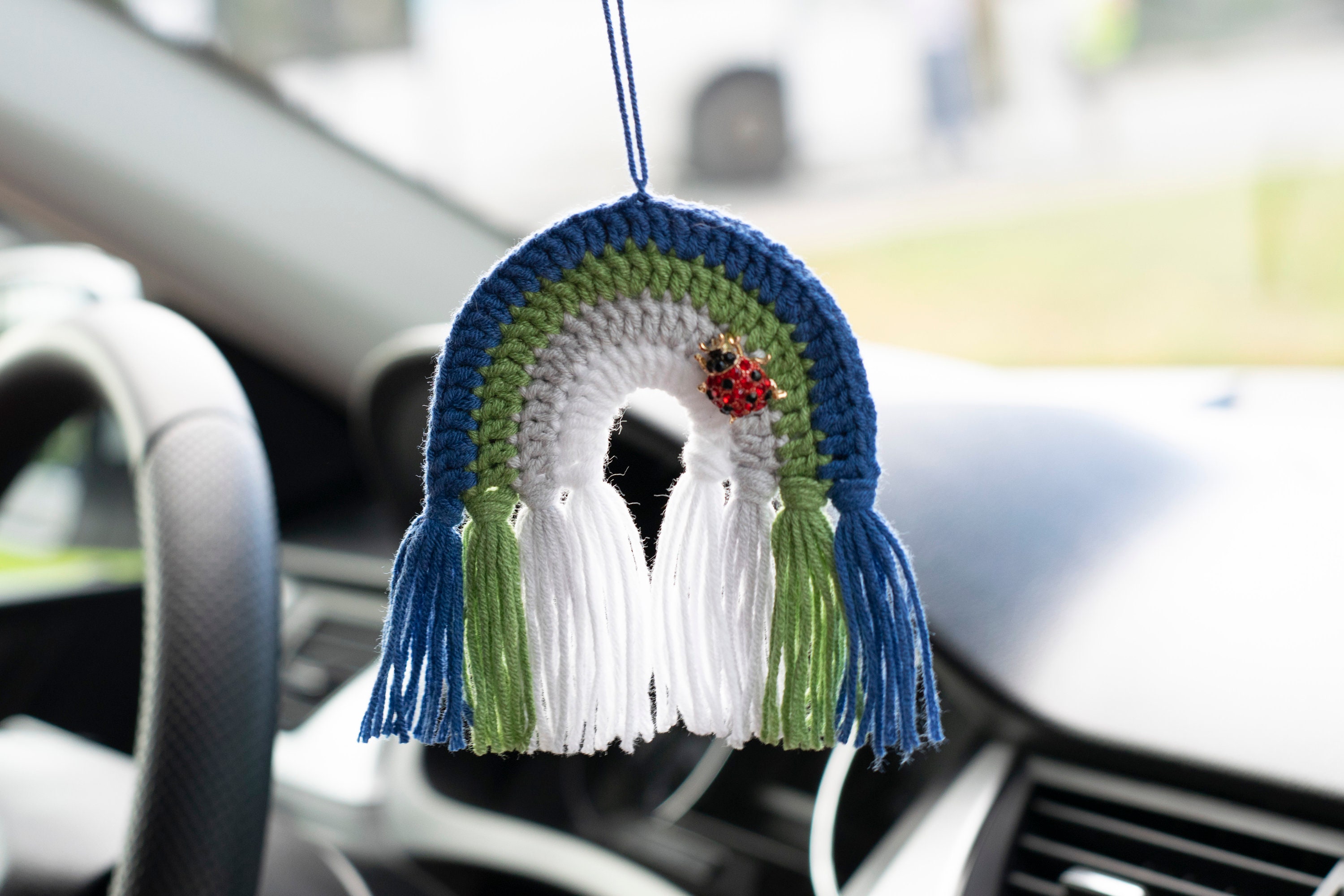 Crochet Rainbow Car Accessories / Rear View Mirror Charm / Etsy
