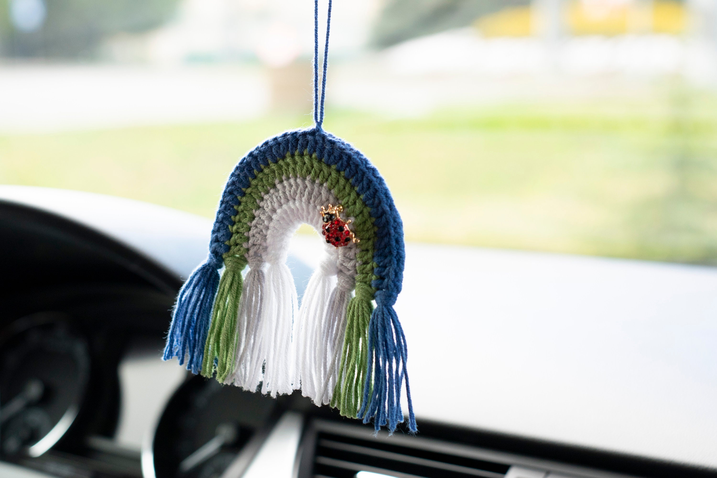 Crochet Rainbow Car Accessories / Rear View Mirror Charm / Etsy