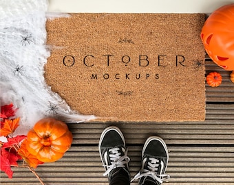 Halloween Doormat Mockup | Halloween mockup | Coir doormat mockup | Halloween SVG doormat mockup | Blank mat mockup | Front door mockup