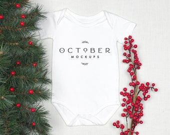 Bodysuit Mockup Christmas | Winter mockup  baby  |  SVG Mockup | Holidays One piece Mock up | Christmas Shirt Mockup | JPG and PSD files