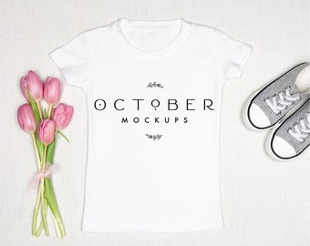 Kids t-shirt Mockup | Toddler shirt Mockup PSD smart object | Spring Mockup | SVG and Craft mockup | White shirt mockup | Spring mockup