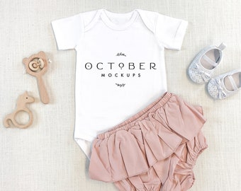 Mockup baby bodysuit | mockup onepiece white| baby girl pink shorts | mockup shirt | PSD mockup | kids shirt mockup | SVG mockup