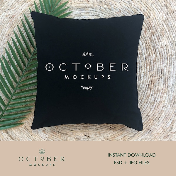 Pillow mockup | Black pillow mockup | PSD mockup | instant download | sublimate blanks | mock up background | cushion mockup | logo mockup