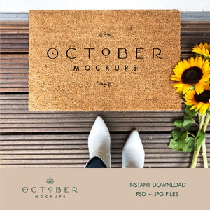 Doormat Mockup | Mockup template | Coir doormat mockup | Sublimation blanks | PSD smart object | Product mockup  personalized doormat mockup