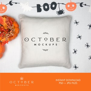 Maquette d'oreiller d'Halloween | Maquette d'Halloween | Maquette d'oreiller blanc | ébauches de sublimation | Coussin de maquette d'Halloween | Maquette d'Halloween SVG