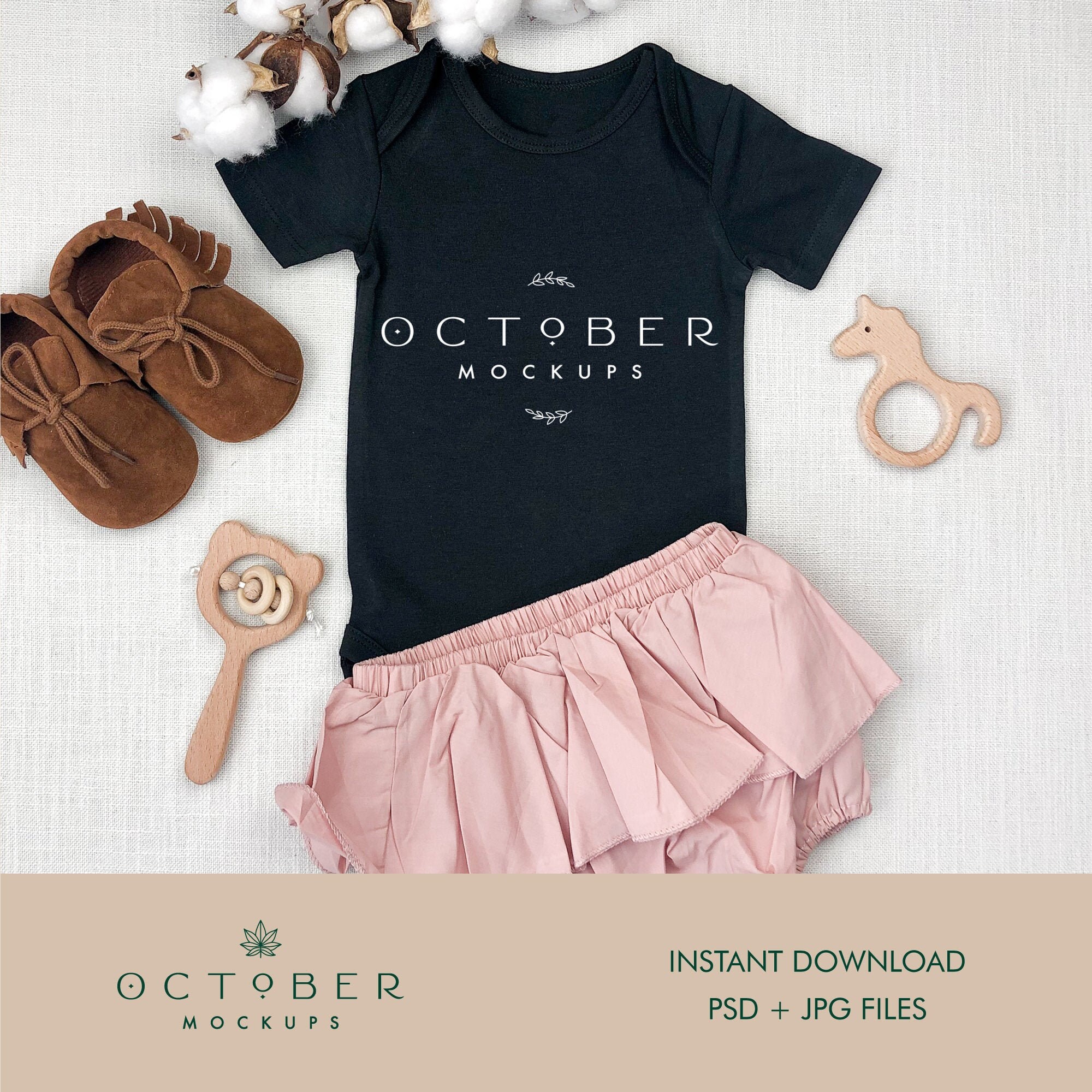 Download Mockup Baby Onepiece Black Mockup baby shirt baby clothes ...