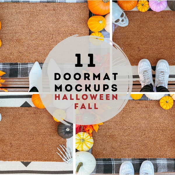 Doormat mockup bundle | Fall doormat mockup bundle | Halloween doormat mockup bundle | Personalized doormat mockup bundle | Mockup doormat