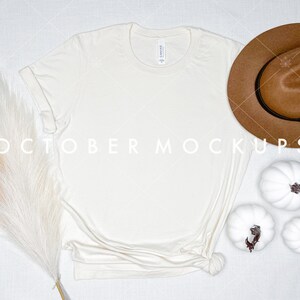 Natural Bella Canvas Mockup  | Fall T-shirt mock up | Bella Canvas 3001 Mockup Fall | Autumn shirt mockup | Thanksgiving t-shirt mockup