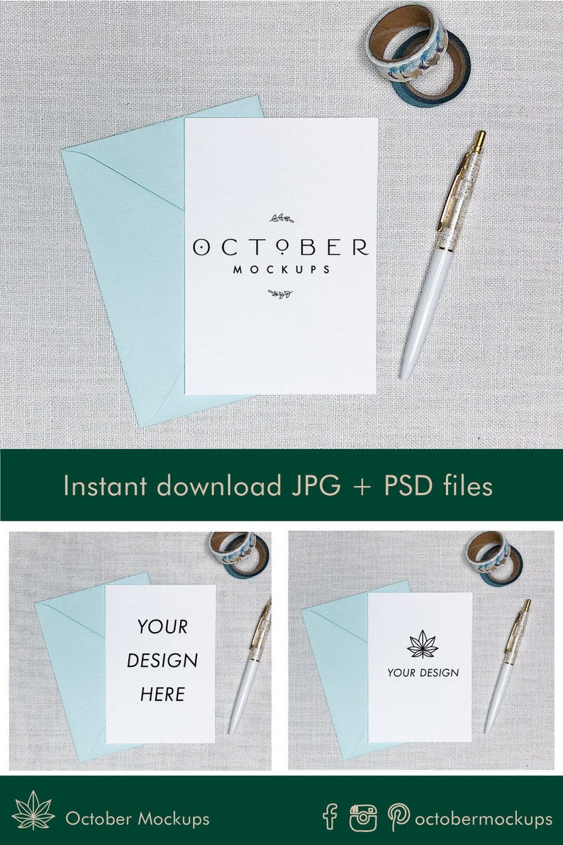 Download Card mockup Card envelope mockup Invitation mockup Birth | Etsy