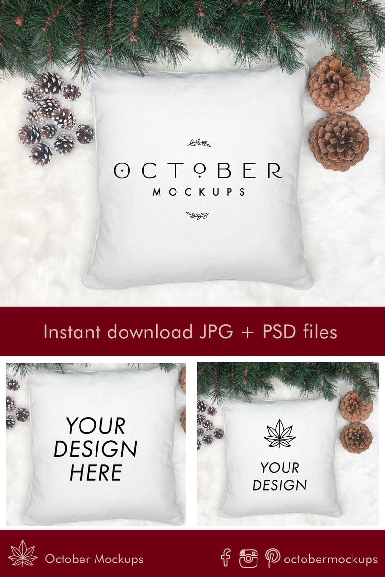 Winter Pillow Mockup Christmas Pillow Mock up Autumn Fall Etsy