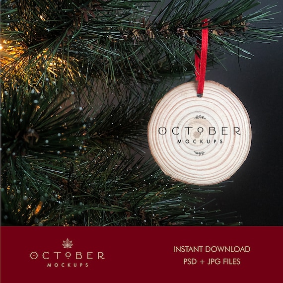 Download Christmas Mockup Wooden Christmas Ornament Mock Up Tree Etsy
