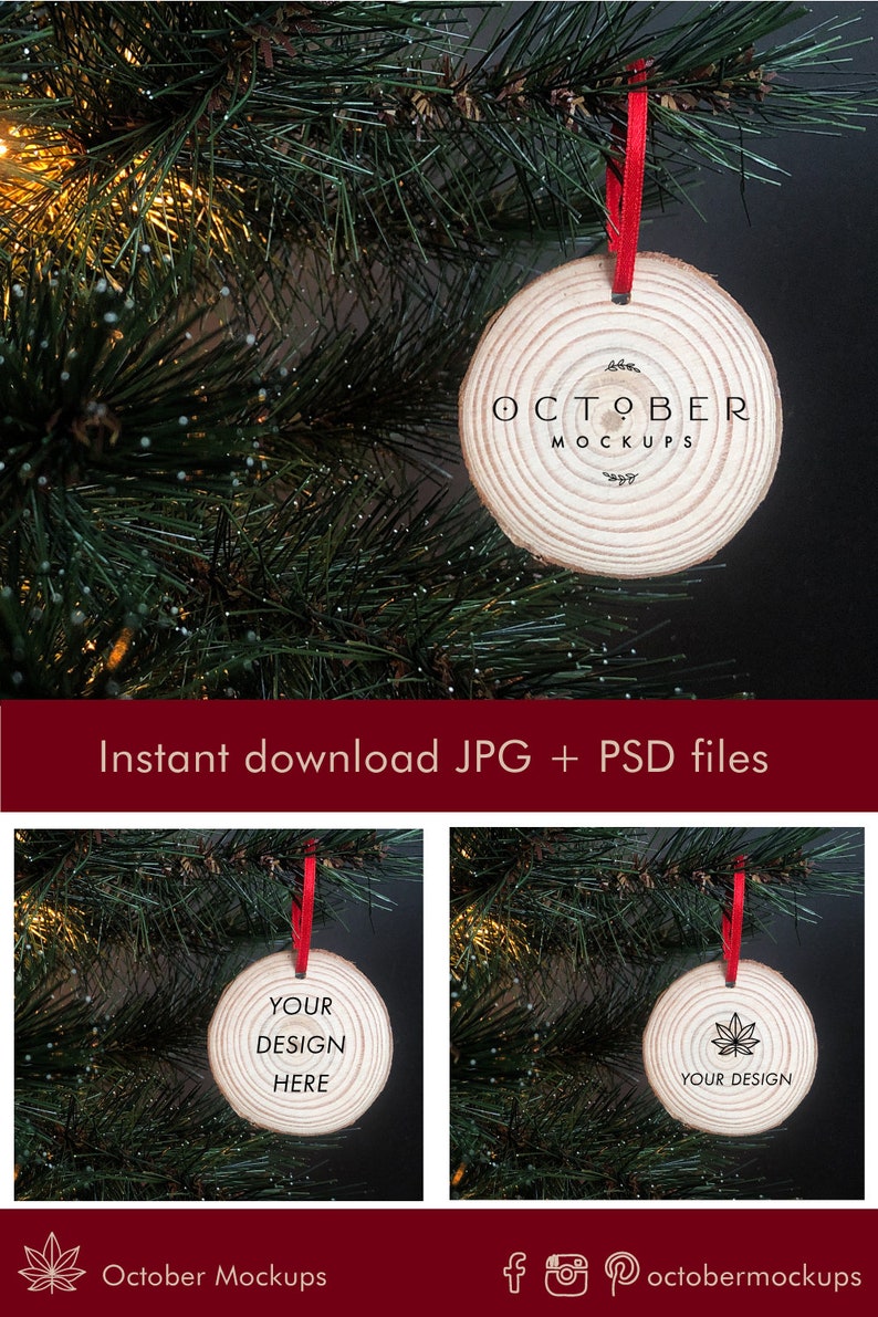 Christmas Mockup | Wooden Christmas Ornament Mock up | Tree Ornament ...