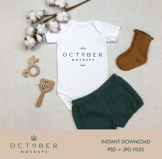 Bodysuit Mockup Baby Girl Onepiece Kids Fashion Digital Etsy