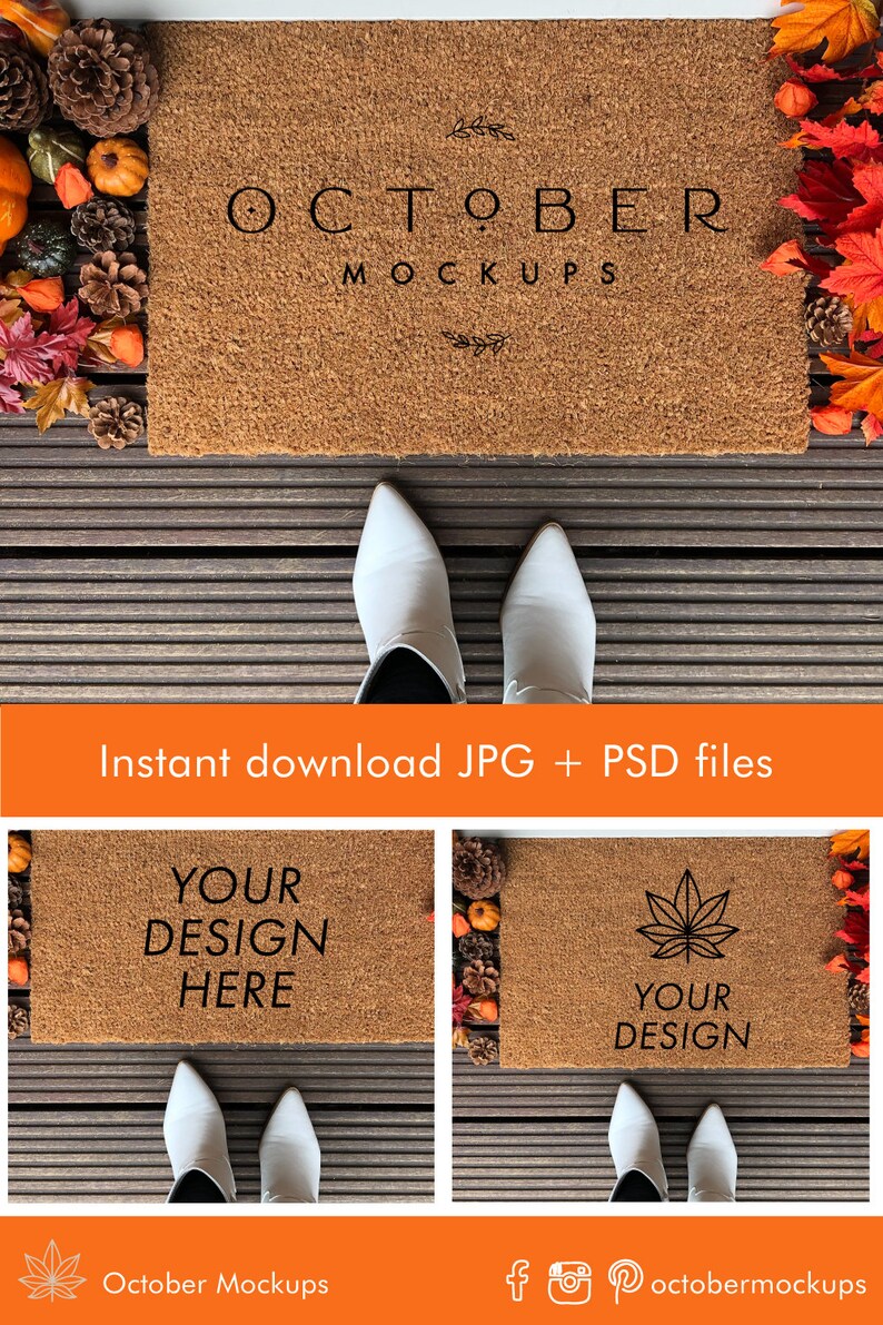 Download Fall Doormat Mockup Autumn mockup Coir doormat mockup | Etsy