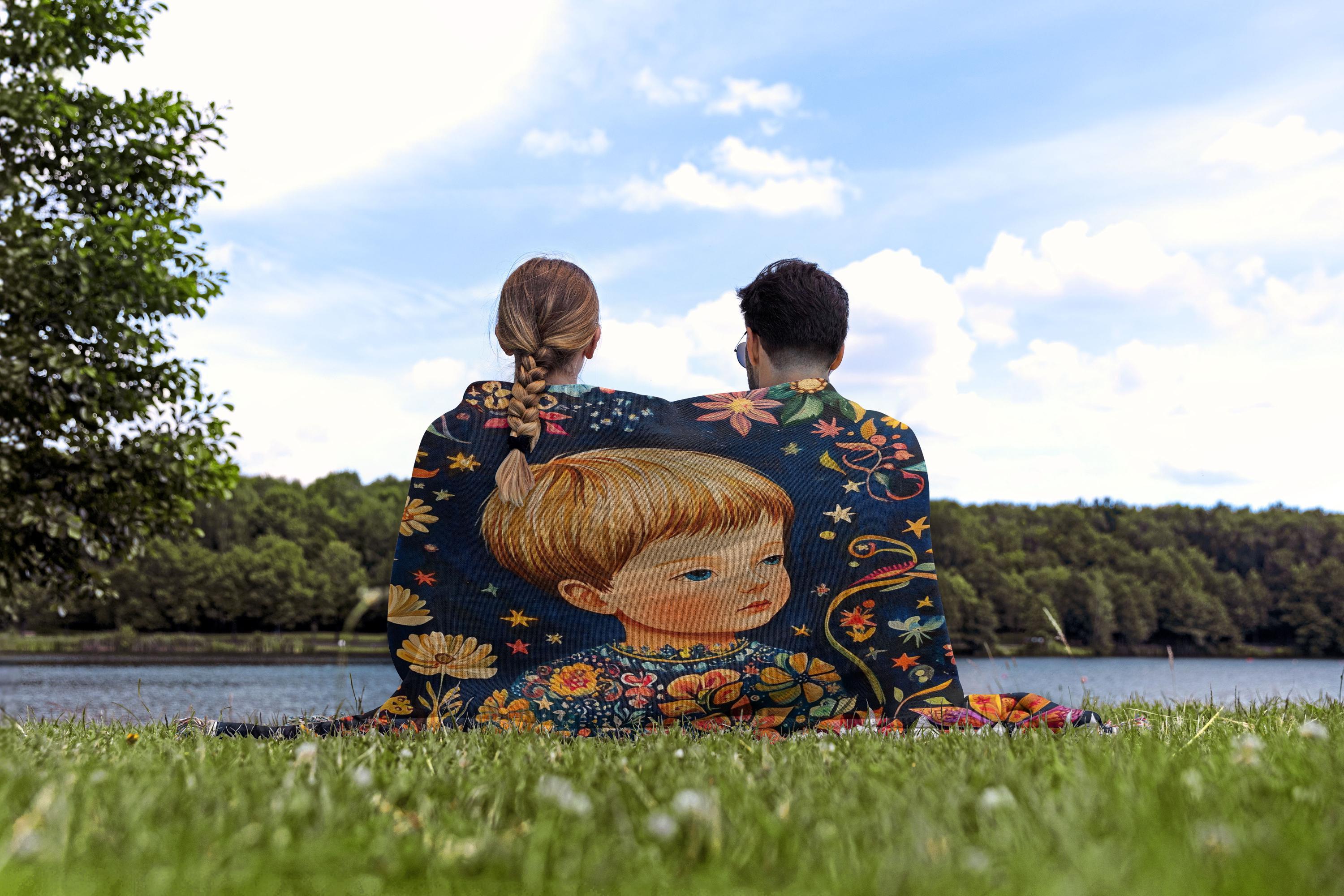 ロシアの民芸品織りブランケット – ヴィンテージ風コットンスロー、花