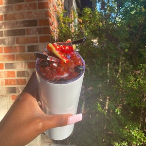 True Crime 20oz Straight Skinny Tumbler Lid| 3D Ice Lid Toppers| Handmade True Crime Decor| Tumbler lid| Stainless steel tumbler