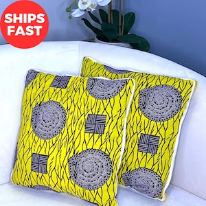 Decorative Throw Pillows, Yellow Patterned Cushions, Ethnic Design Pillow Covers, Living Room Accent Pillows, Sofa Decorative Pillows