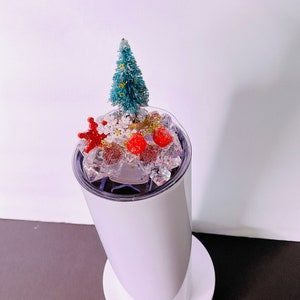 Christmas Holiday 20oz Straight Skinny Tumbler Lid| 3D Fake Ice Lid Toppers| Handmade Decor| Tumbler lid| Stainless steel tumbler