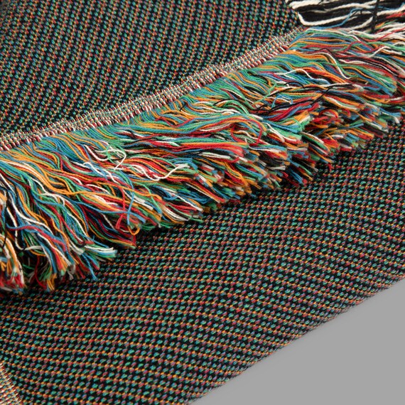 ロシアの民芸品織りブランケット – ヴィンテージ風コットンスロー、花