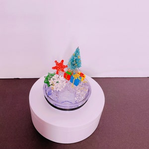 Christmas Holiday 20oz Straight Skinny Tumbler Lid| 3D Fake Ice Lid Toppers| Handmade Decor| Tumbler lid| Stainless steel tumbler