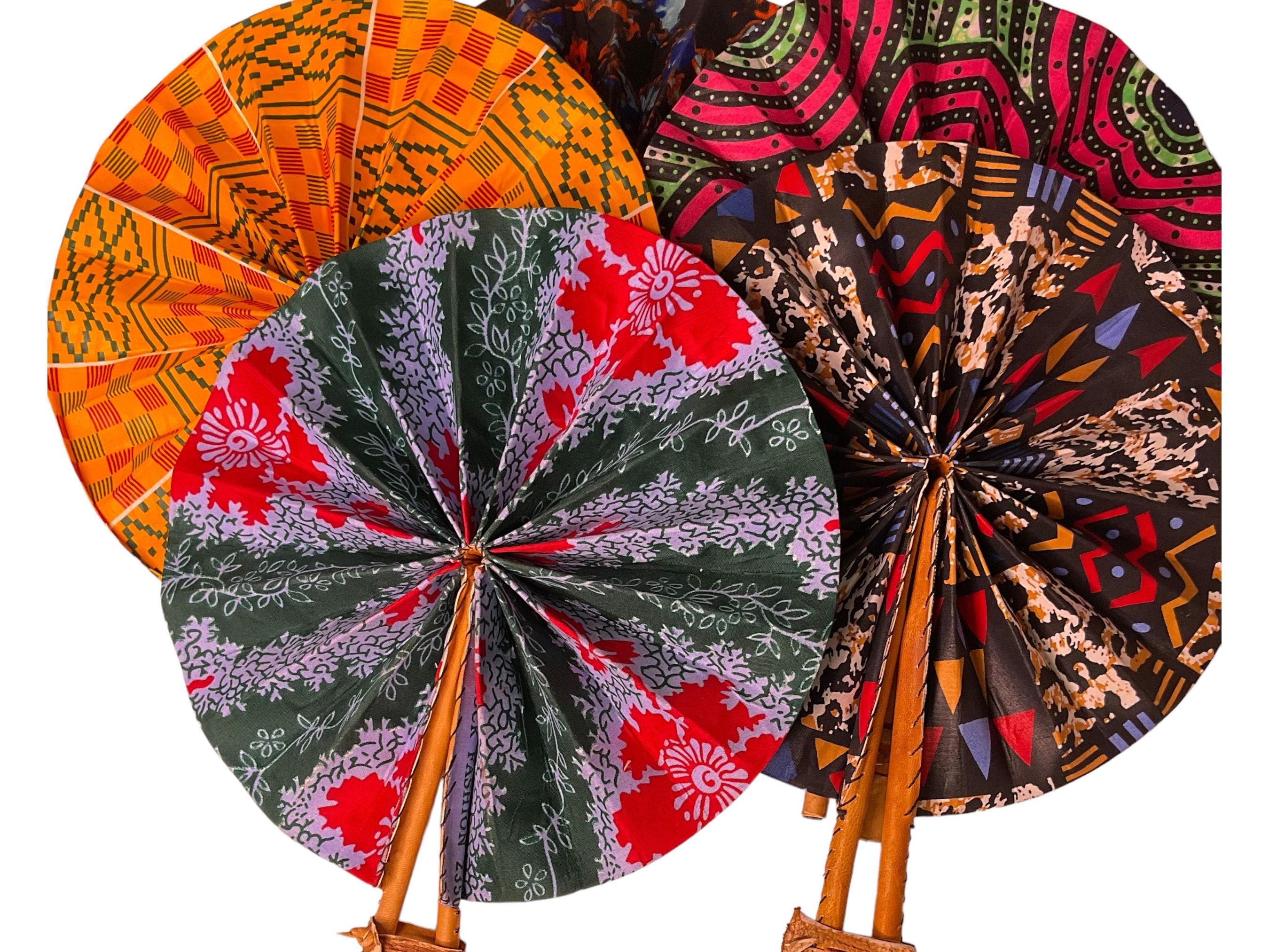 Handcrafted African Ankara Foldable Fan With Leather Handles|graduation ...