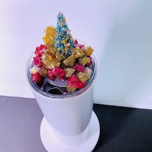 Christmas Holiday 20oz Straight Skinny Tumbler Lid| 3D Fake Ice Lid Toppers| Handmade Decor| Tumbler lid| Stainless steel tumbler