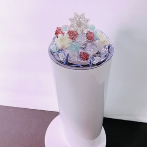Christmas Holiday 20oz Straight Skinny Tumbler Lid| 3D Fake Ice Lid Toppers| Handmade Decor| Tumbler lid| Stainless steel tumbler