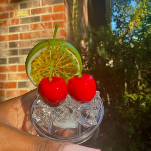 3D Fruit Tumbler Topper| Fake ice Tumbler Lid| Handmade 3D Faux Ice Toppers! Fits 20oz Tumblers