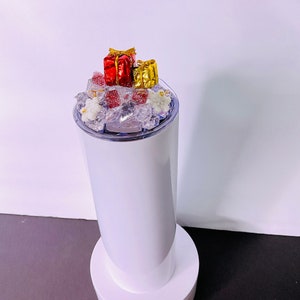 Christmas Holiday 20oz Straight Skinny Tumbler Lid| 3D Fake Ice Lid Toppers| Handmade Decor| Tumbler lid| Stainless steel tumbler