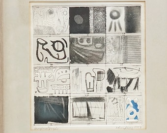 Bertil Lundberg Surrealist Etching: Mid-Century Swedish Monotype (36x30)