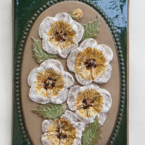 Vintage schwedische Keramik Stiefmütterchen Wandteller - JIE Gantofta Floral Tile