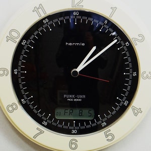 Vintage HERMLE FUNK-Uhr CLOCK Rcc-2000 Made in Germany Wall Clock 50s 60s 70s Cosimic Pop Retro Decor Modern Home Hanging Working McM
