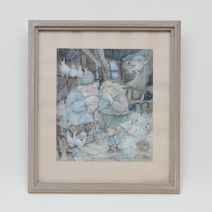 40 x 52 signiert FOLKE JOHANSSON (se 1912-1980) Gemälde Zeichnung Skandinavische Wandkunst