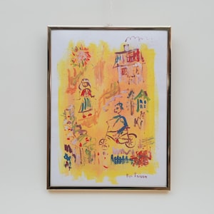 41 X 31 Vintage Signed ILGA PERSSON Acrylic on Paper Painting Scandinavian Art 80s 70s Home Decor