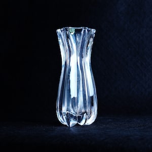 Vintage Orrefors Style Crystal Flower Vase - Scandinavian Glassworks Decor