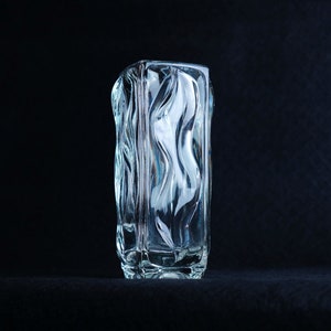 Vintage Scandinavian Crystal Flower Vase: Heavy Glass, 70s Home Decor (26 x 10)