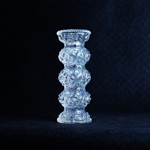 Mid Century Pressed Clear Glass Vase - Scandinavian Flower Stand