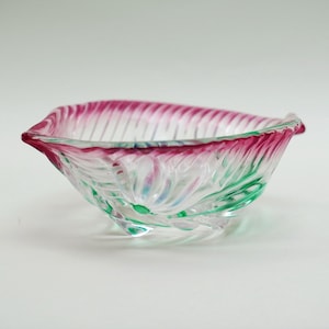 Mid Century Crystal Glass Leaf Bowl: Scandinavian Stoneware Tray
